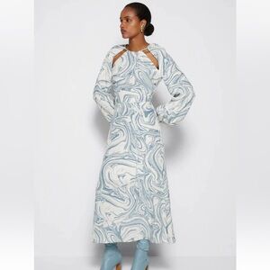 Jonathan Simkhai Women's Tai Printed Blouse In Baltic Painted Marble SZ XS NWOT